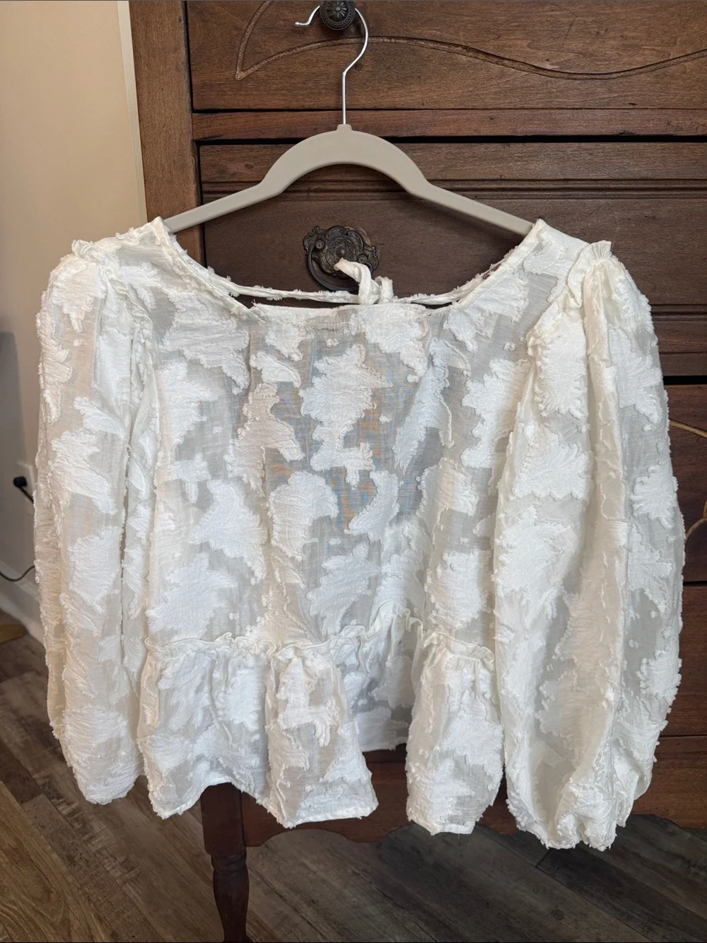 Free People Textured Puff-Sleeve Peplum Blouse - Women's Top